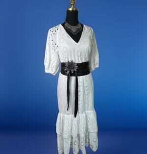 Zara White Eyelet Midi Dress | Embroidered Sundress | Coastal Heiress | $168 | M